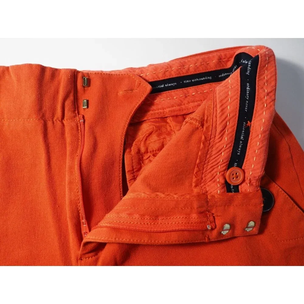 Anthropologie Dark Orange Essential Chino Sailor Button Cropped Pants, Size 4P